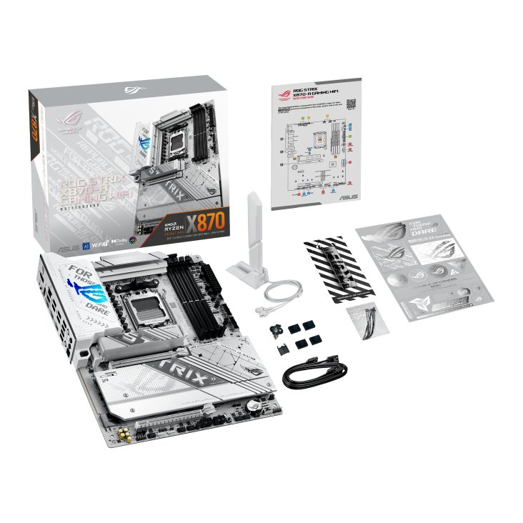 ASUS ROG STRIX X870-A GAMING WIFI ATX Motherboard, AMD X870 Chipset, 4x DIMM DDR5 White ASUS ROG STRIX X870-A GAMING WIFI ATX Motherboard, AMD X870 Chipset, 4x DIMM DDR5 White